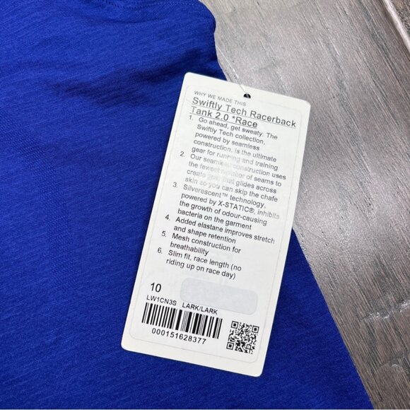 Lululemon NWT Swiftly Tech Racerback Tank Top 2.0 *Waist Length Larkspur - Picture 5 of 9